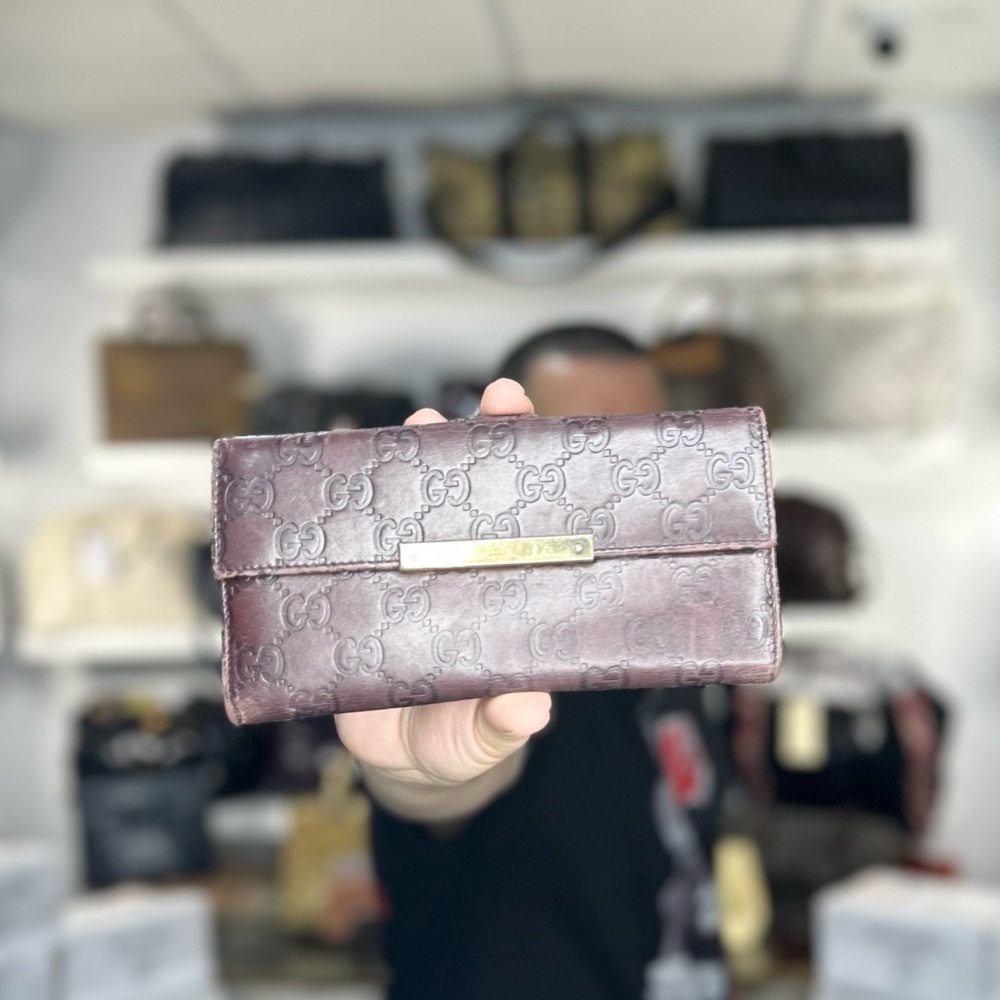 Gucci Brown Leather Long Wallet